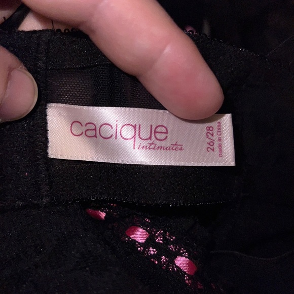 Cacique Pink Ribbon and Black Lace Babydoll Lingerie 26/28 - Picture 5 of 7